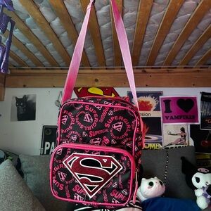 Supergirl Pink and Black Shoulder Mini Shoulder Bag